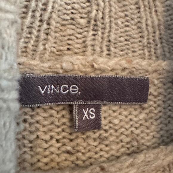 VINCE Turtleneck Sweater Chunky Wool Blend Oversized Speckled Beige XS Preppy - Picture 8 of 11
